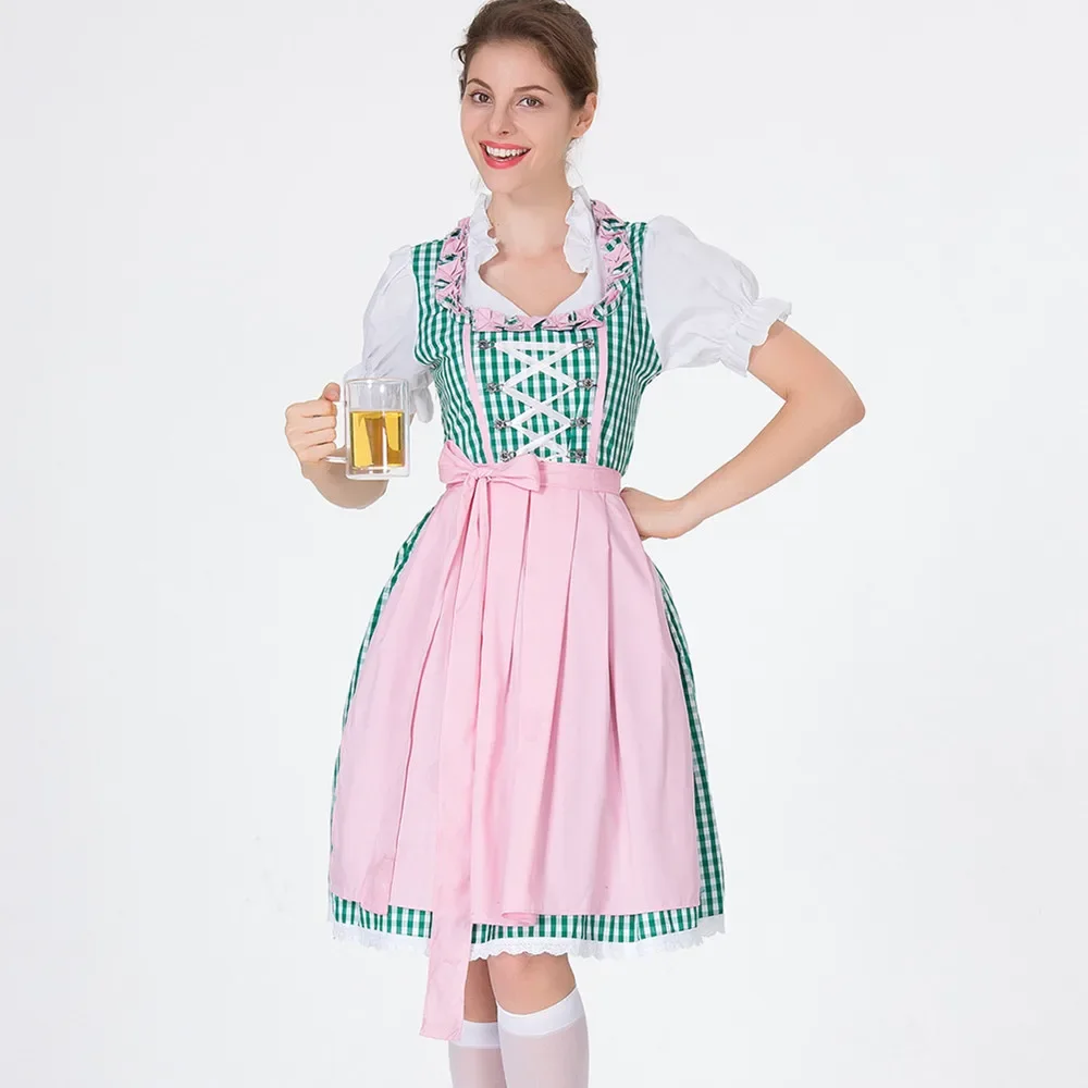 Women German Traditional Oktoberfest Costume Lady Classic Bavarian Dirndl Dress Suit for Halloween Carnival