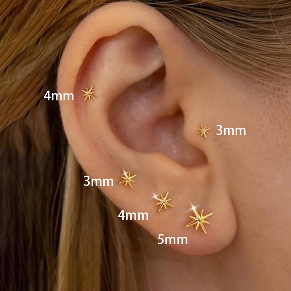 Moda minimalista estrela brinco para mulher 14k banhado a ouro simples mini temperamento diário estrela brincos piercing jóias presente