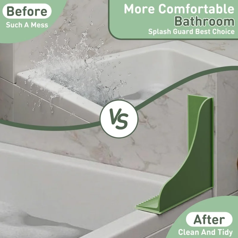 Silicone Shower Splash Guard with Strong Suction Cups Bathtub Corner Water Blocker Secure Seal & Easy Removal Bathroom Supplies view 3