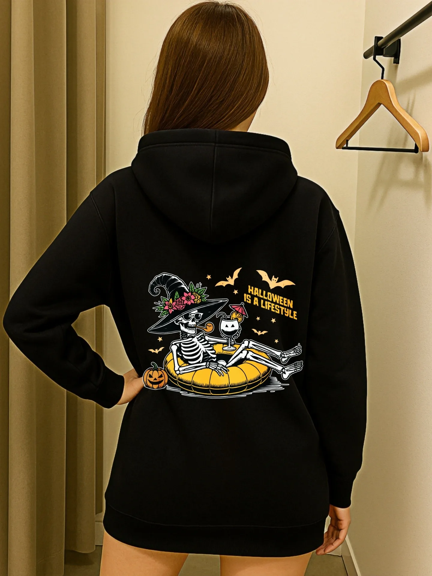 เสื้อฮู้ดลายกราฟิกผู้หญิง พิมพ์ลายฟักทอง สไตล์วินเทจ ผ้านุ่ม ชุดฤดูใบไม้ร่วงสำหรับผู้หญิง สำหรับวัยรุ่น