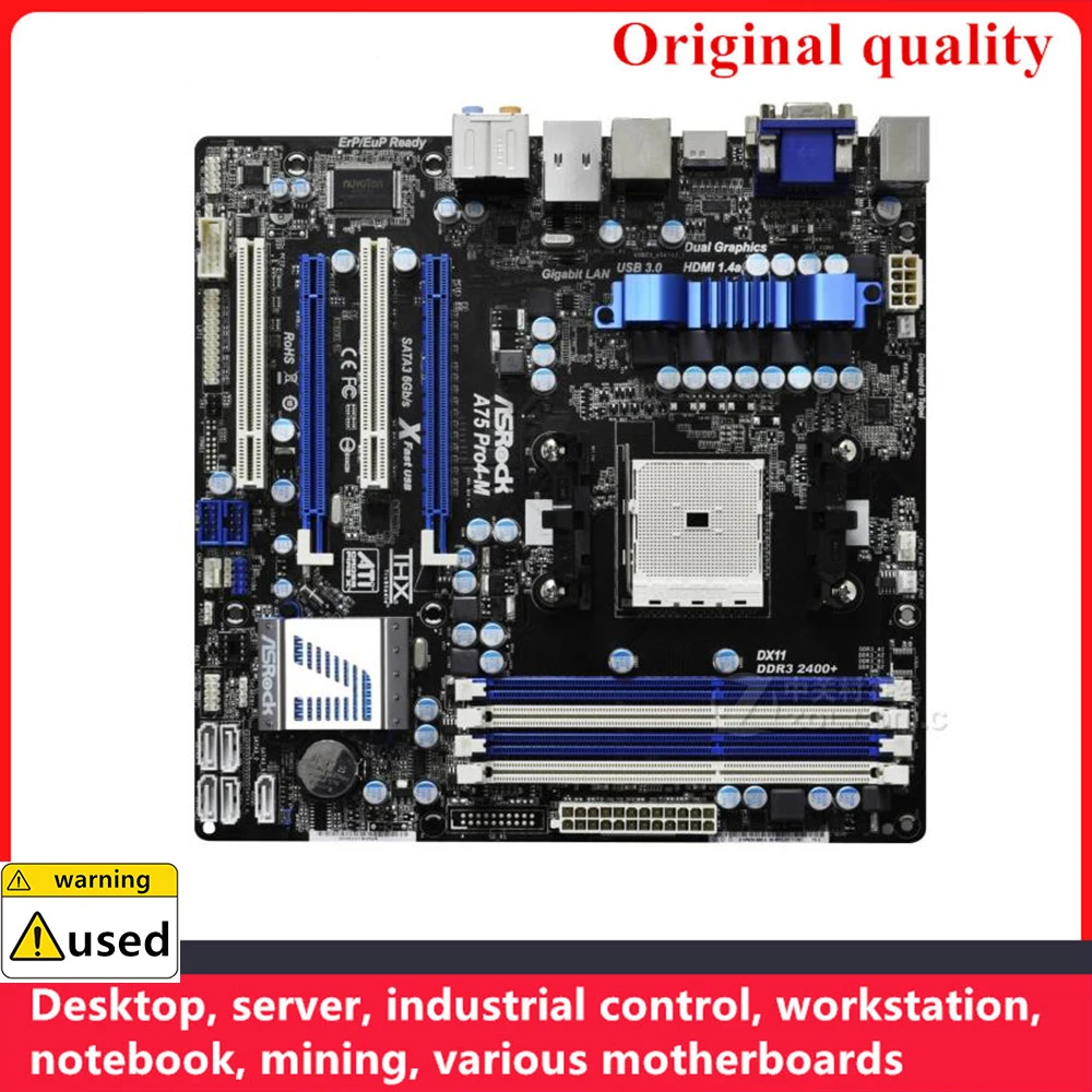 

Used For ASROCK A75 PRO4-M M-ATX Motherboards Socket FM1 DDR3 16GB For AMD A75 Desktop Mainboard SATA III USB3.0