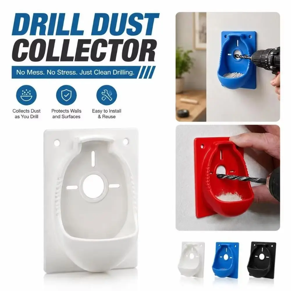 Wall Mounted Drill Dust Collector Easy Emptying Reusable Protective Catch Basin Central Drill Opening Large Capacity