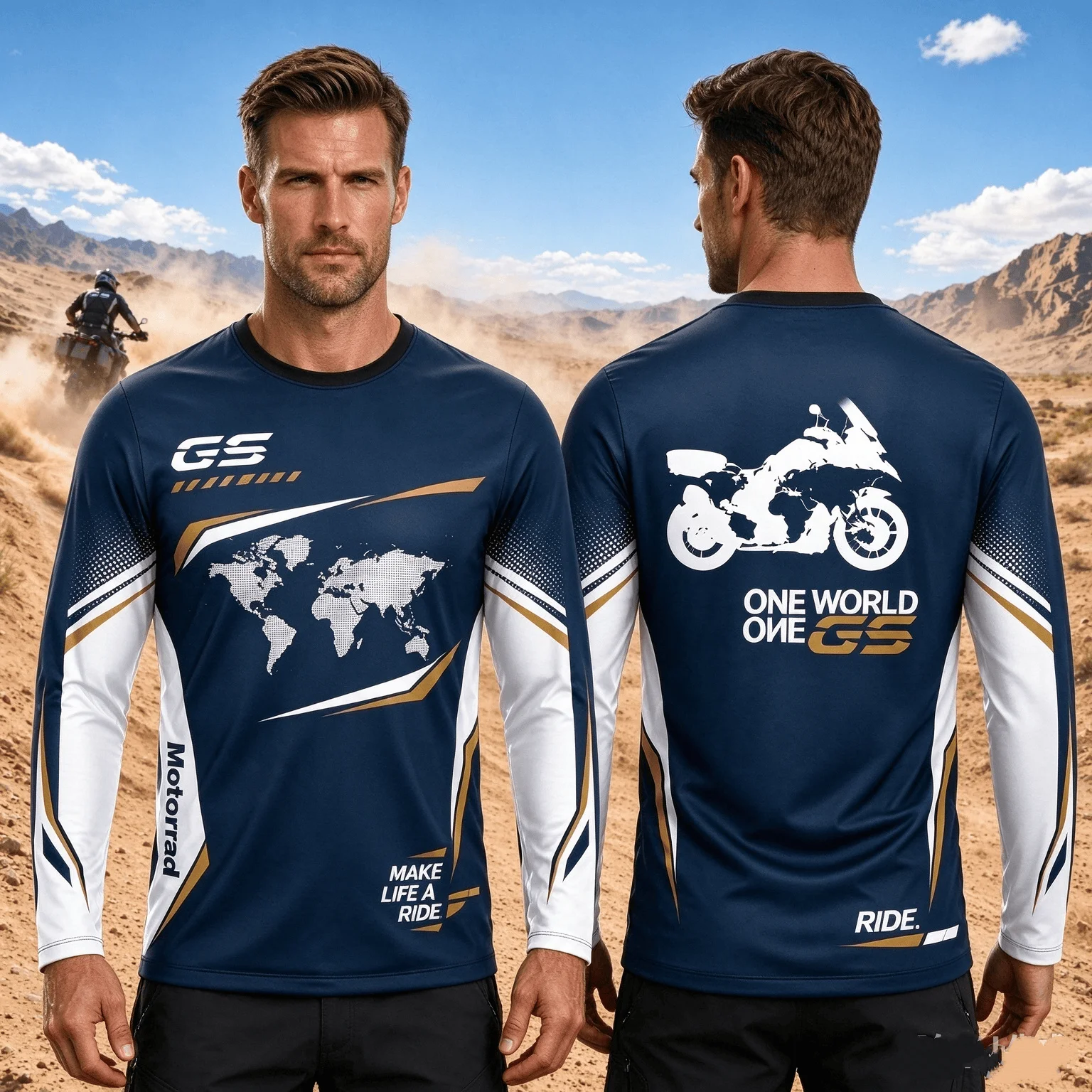 GS Adventure Motorcycle Long Sleeve T‑Shirt Men Motorbike Off‑Road Racing Jersey Unisex Motocross Casual Tops for Rider Fans