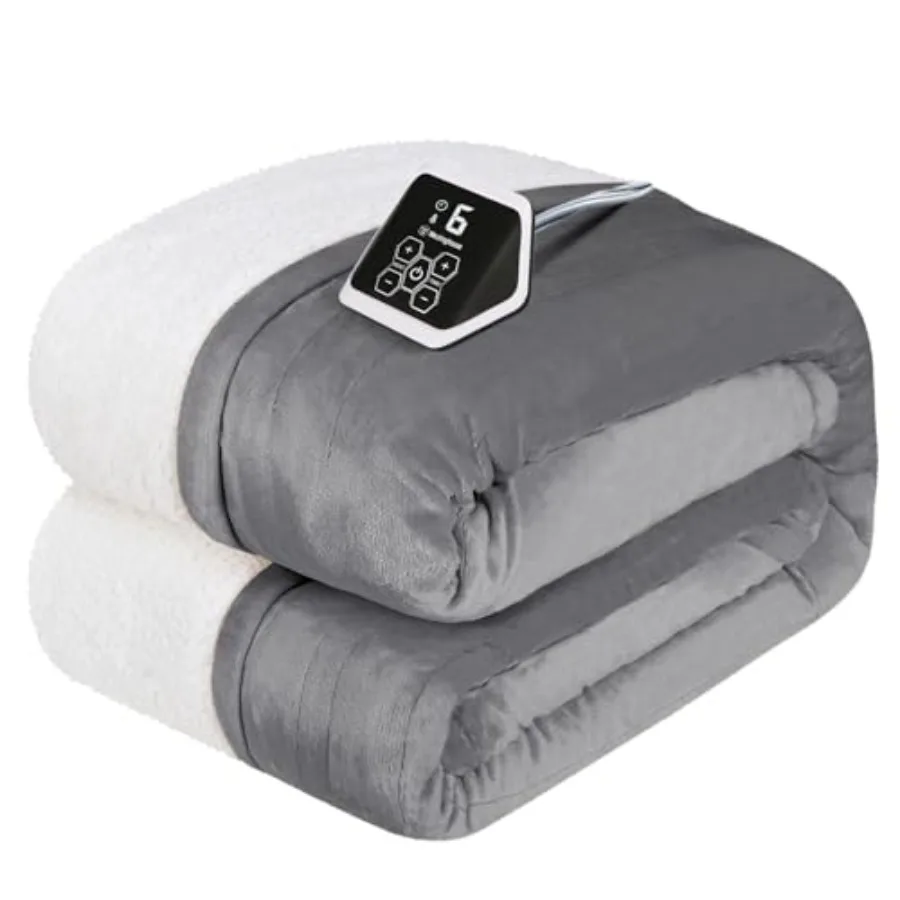 

Heated Blanket Twin Size Soft Flannel to Sherpa Electric Blanket with 10 Heating Levels 12 Hours Auto Off Fast Heating Machine