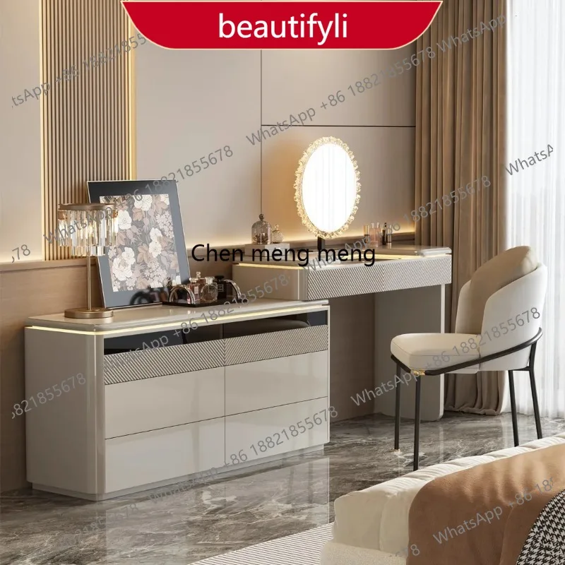 

X188 Modern Makeup Table Dressers for Flip Storage Bedroom Glass Top Dressing Table with 6 Drawers Coiffeuse Chambre Furniture H