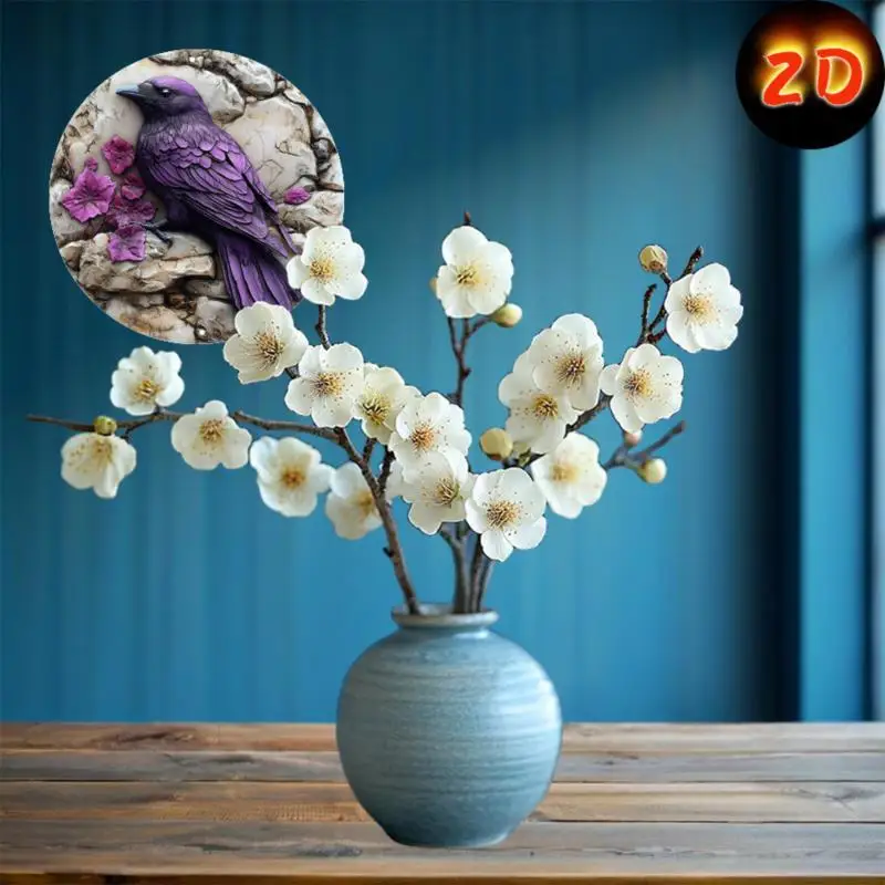 1pc Glam Style Purple Crow Circular Aluminum Sign, Wall Hanging Decor for Home, Garden, Bedroom, Bar, Bathroom, Party
