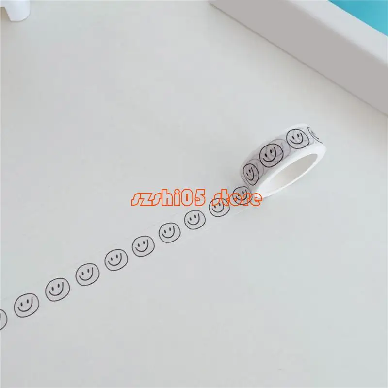 781E Aesthetic Masking Tape Smiling Face Themed Tape Scrapbooking Decorative Tape