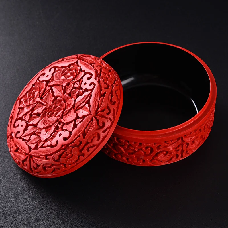 Chinese Collection Lacquerware Cinnabar Storage Box Desktop Ornament Gift Box Featured Gift