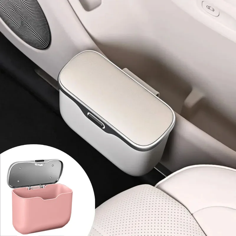 Portable Hanging Mini Car Trash Can,Wastebasket Trash Car Interior Clip-on Storage Pouch, Dry and Wet Use Hanging Storage