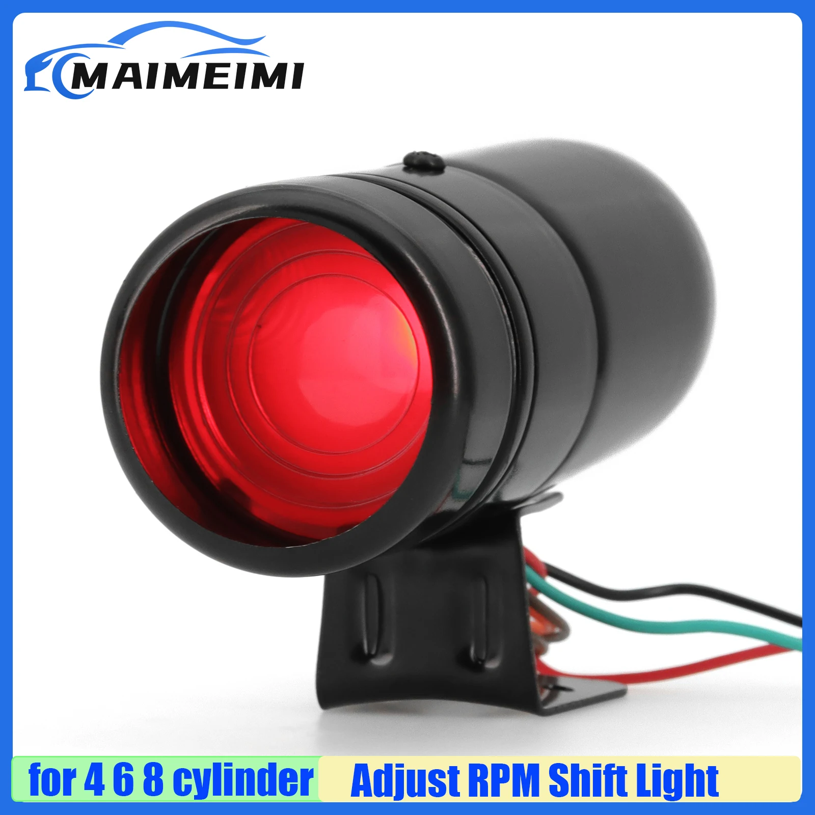 

Universal 1000-11000 RPM Adjustable Tachometer Gauge Warning Shift Light Red LED Car Meter with Tach Cover for 4 6 8 Cylinder