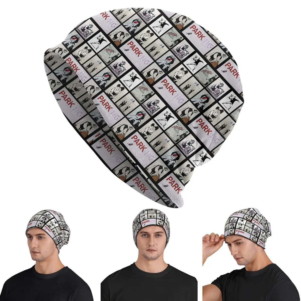 

Banksy Montage 01 Various Banksy Artwork Skullies Beanies Hats Winter Outdoor Cap Knitted Bonnet Caps for Men Women Adult