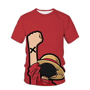 Cool 2024 Neues Stück 3D-Kinder gedrucktes Cartoons T-Shirt O-Roe Kurzarm Ruffy Sports Kleidung Top 4-14t 8 Hauptverkauf Luffy Dressrosa Shirt - №6