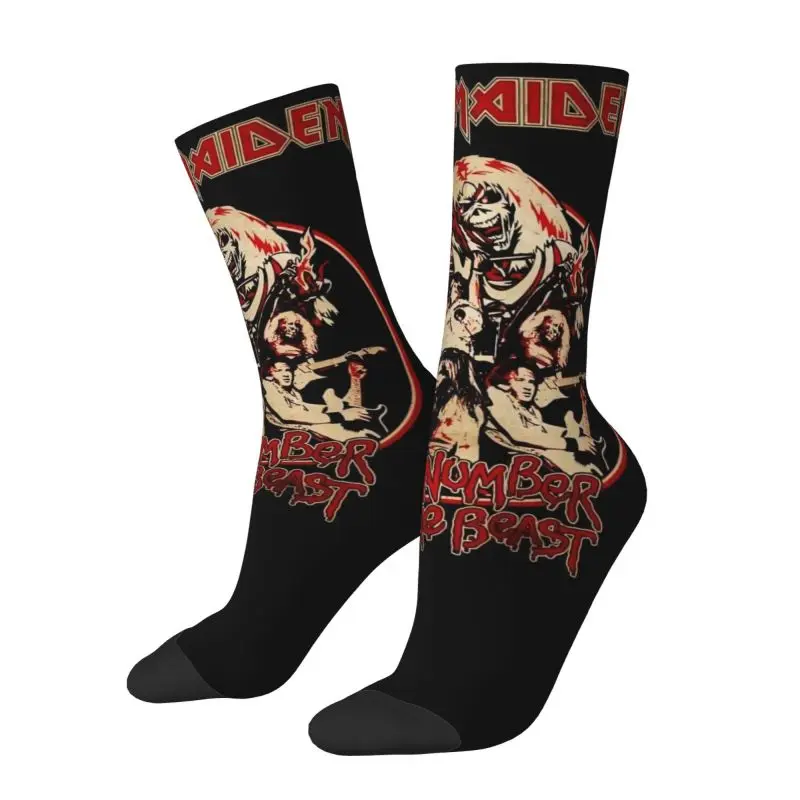 Custom Heavy Metal Maidens Pop Rock Iron Men's Crew Socks Unisex Fun Spring Summer Autumn Winter Dress Socks