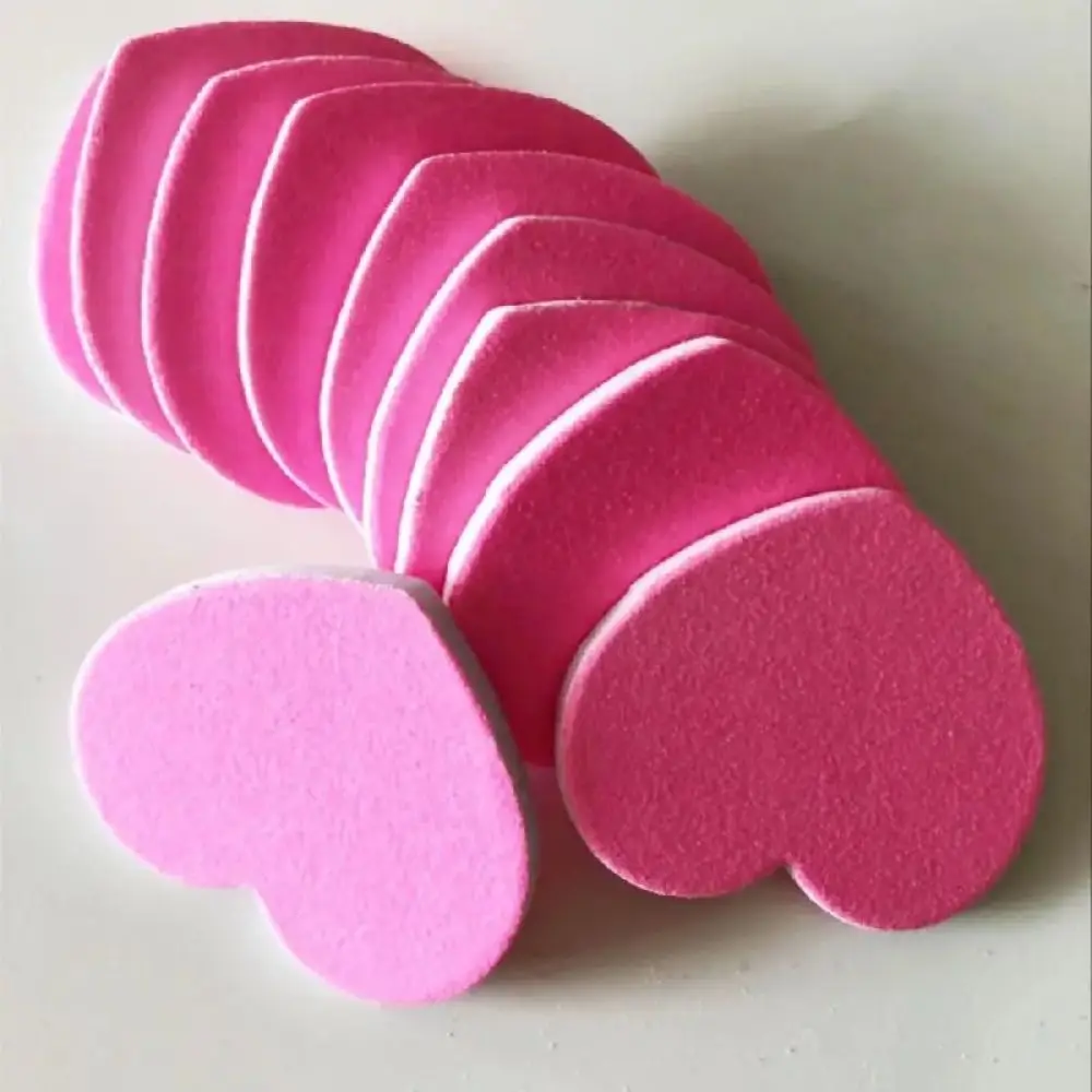 10pcs Cute Nail File Heart Shape Pink And Black Nail Art Tool Sponge Polishable Nail File Blocks Sanding Files