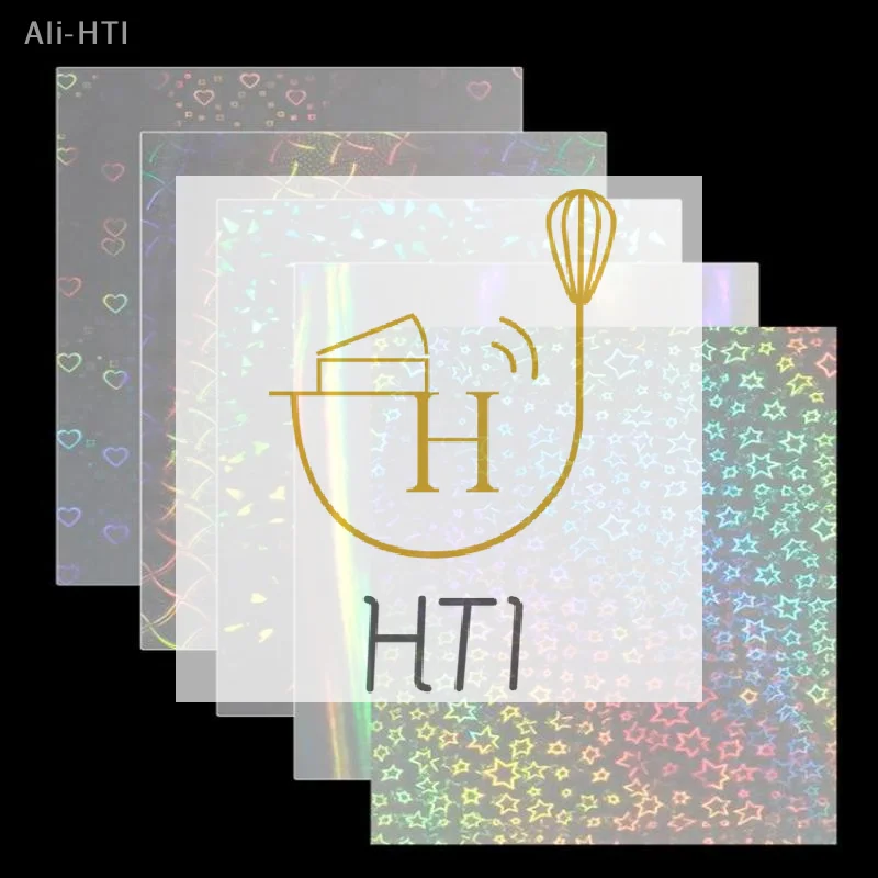 

5Pcs A4 Holographic Lamination Film Waterproof Transparent Self Adhesive Sticker Sheet Heart Stars Clear Cold Lamination Film