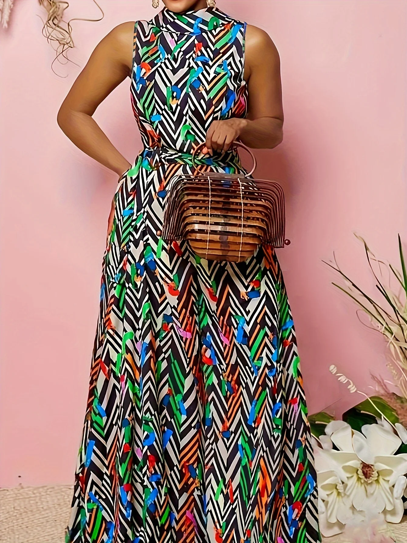 

Black And Green Casual Print O Collar Regular Romper