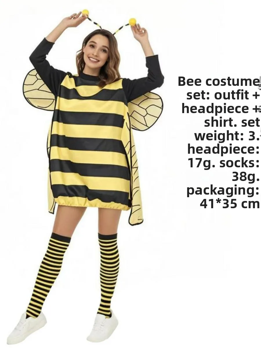 ชุดคอสเพลย์ผึ้งสำหรับผู้ใหญ่ ชุดแฟนซีงานเทศกาล ชุดแสดง วัสดุโพลีเอสเตอร์ สไตล์จีนดั้งเดิม