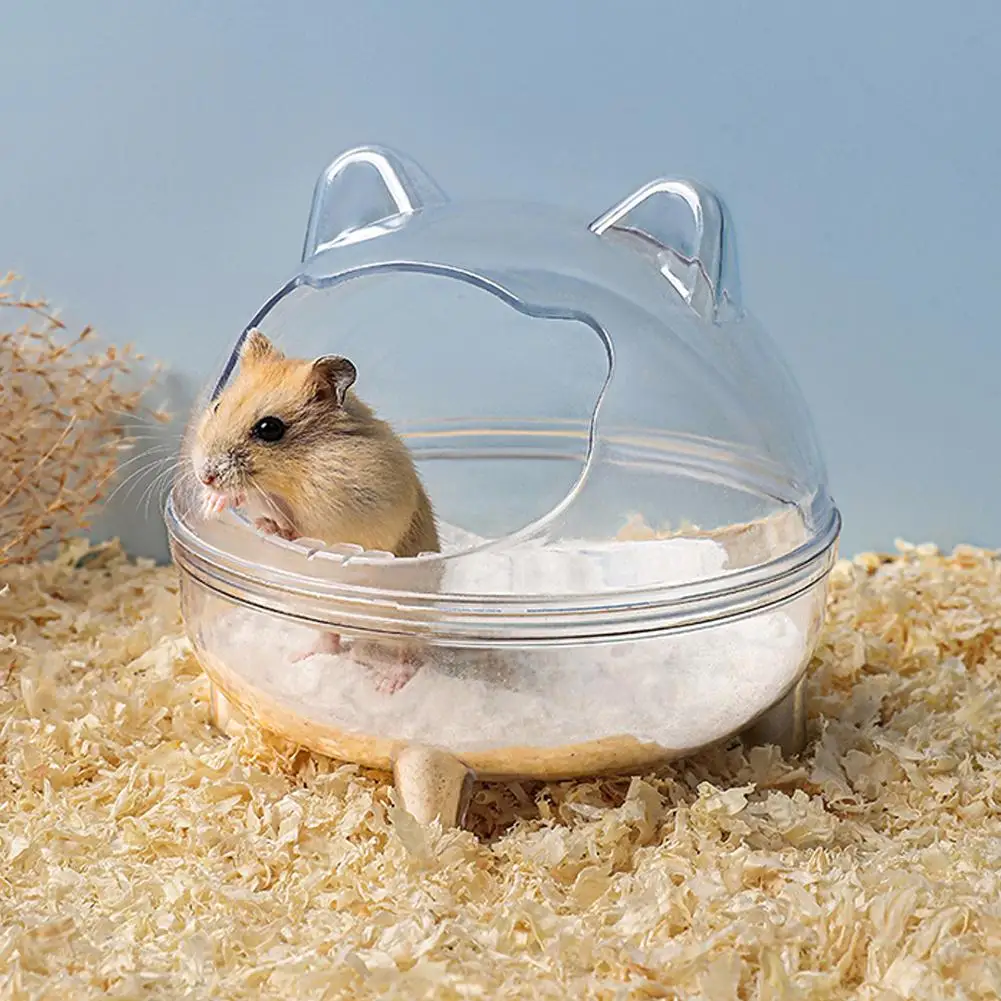 Conteneur de toilette transparent pour animaux de compagnie, poignée anti-déversement, accessoires amovibles pour salle de douche, hamster, petit animal