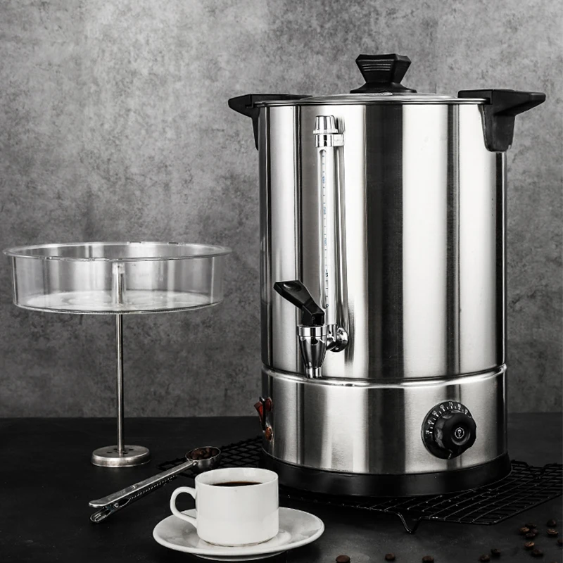 

Customized Commercial Water Boiler Milk Tea Bucket Hot Drinking Dispenser Double Wall Stainless steel Coffee Urn With Filter