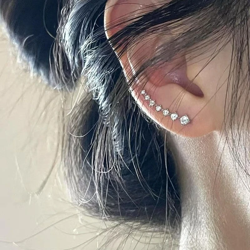 

S925 silver zircon temperament super flash earrings, new popular light luxury stud earrings, niche high-end earrings