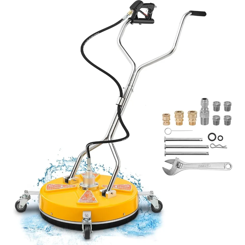 Pressure Washer Surface Cleaner Dual Handle,Power Washer Surface Cleaner Attachment with 4 Wheels