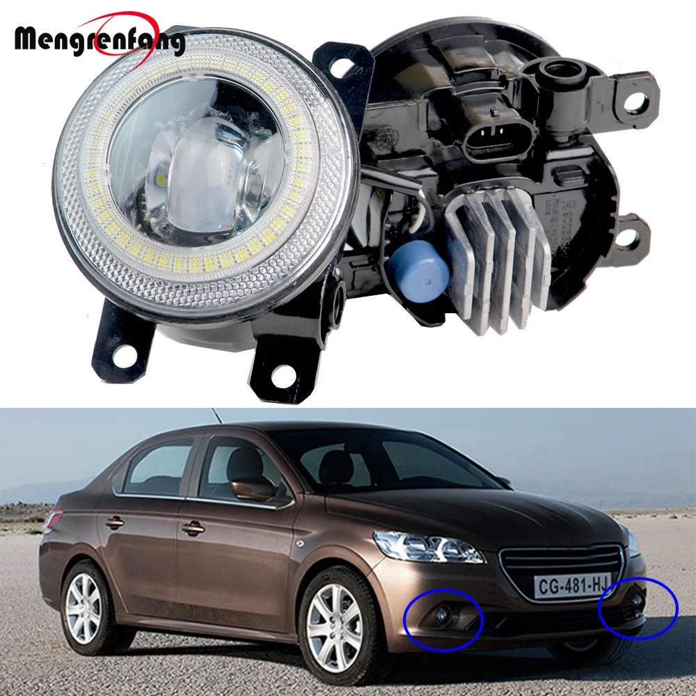 

2 X 90MM Round Car Front Angel Eye DRL LED Fog Light Daytime Running Lamp H11 For Peugeot 301 2012 2013 2014 2015 2016 2017 2018