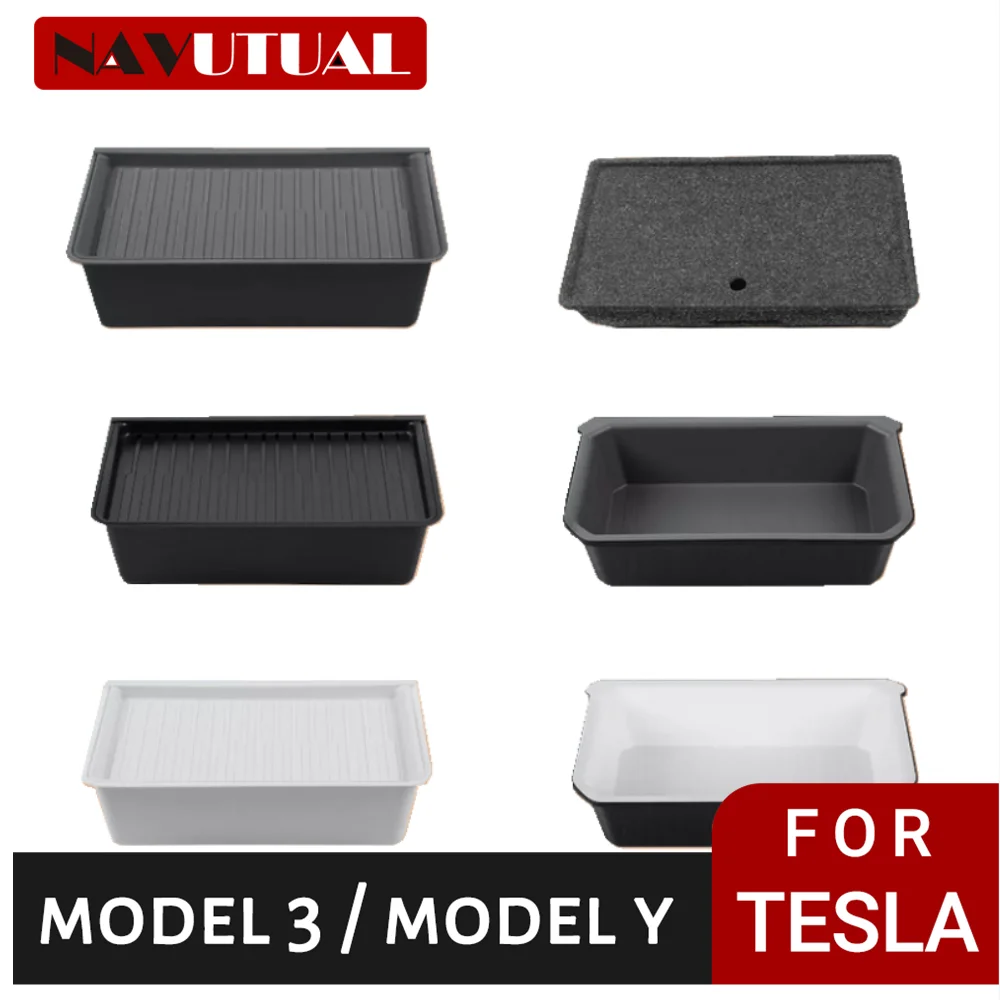 

For Tesla Model Y 2016 - 2023 TPE/Felt Fabric/ABS Under Seat Storage Box Compatible for Driver & Passenger Seat Accessories
