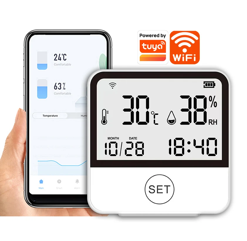 

Измеритель внутреннего термометра с поддержкой Alex Eleopard Tuya Smart WIFI Датчик температуры и влажности с ЖК-дисплеем с подсветкой