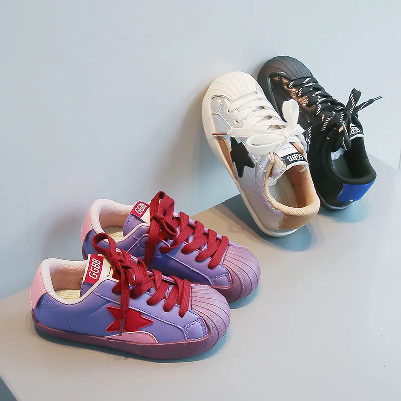 2026 Autumn Children Shoes Leather Breathable Kids Casual Shoes Star Non Slip Comfortable Fashion Toddler Girls Boys Sneakers