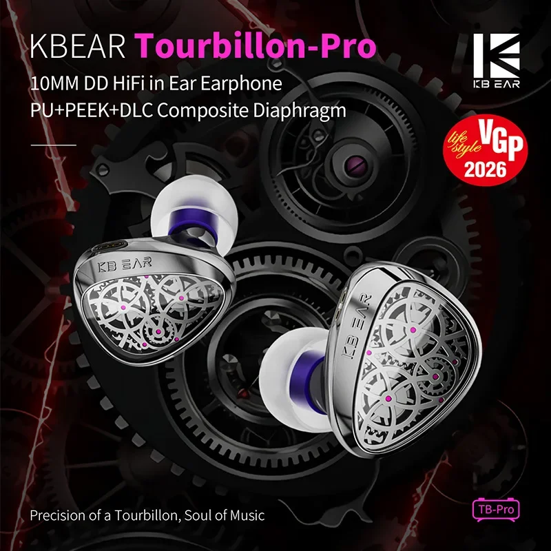 KBEAR TB pro IEM InEar Monitor 10mm Dynamic Driver HiFi Wired Earphones 3.5mm Cable Noise Isolating Audiophile Earbuds for Music