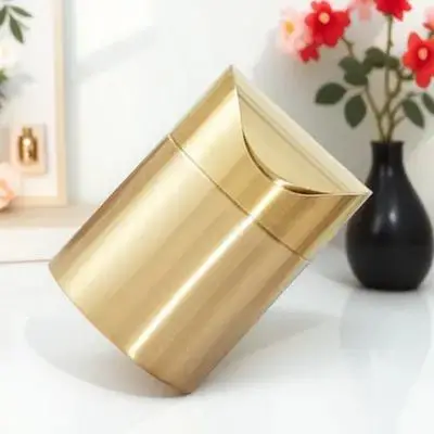 

Stylish Stainless Steel Desktop Mini Garbage Bin Lid Compact Countertop Waste Basket Office Home Kitchen Bedroom Car Golden