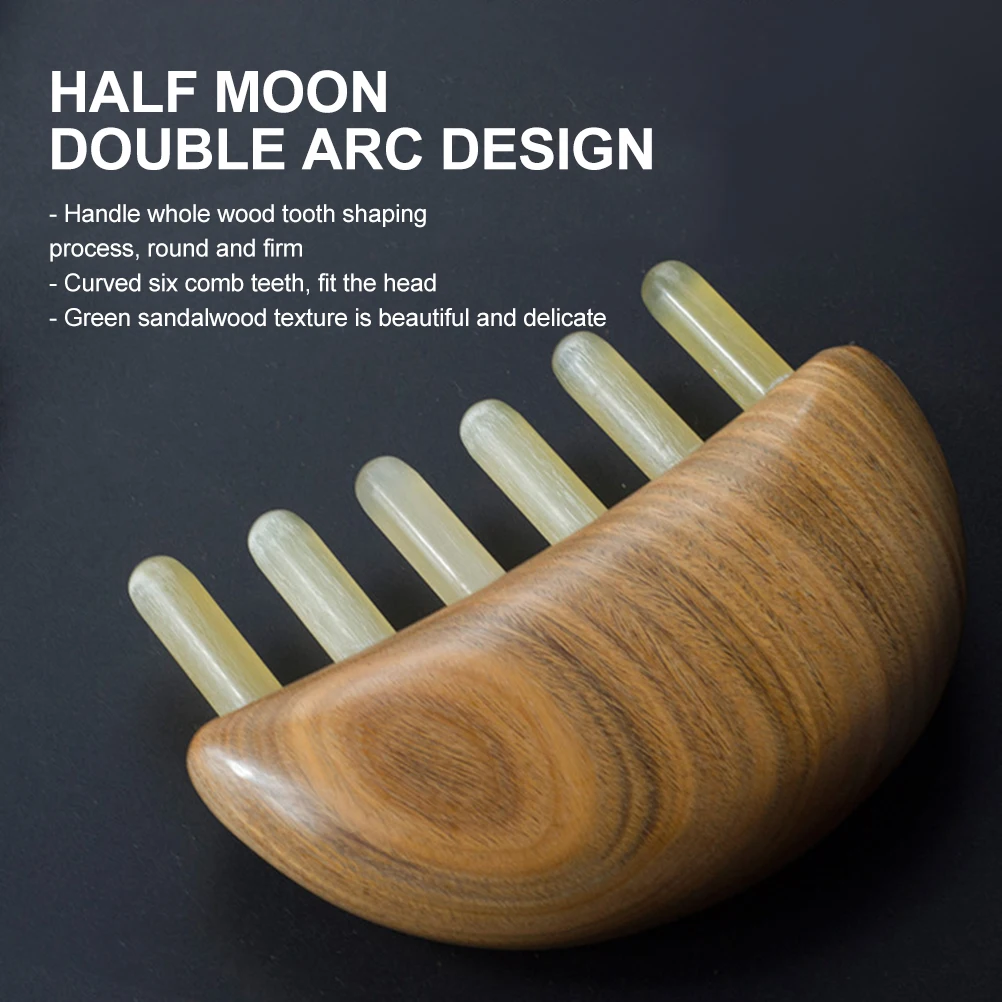 

Massager Comb Green Sandalwood Horn Wide Tooth Anti Static Hair Caring Scalp Massage Wood Comb Relief Headaches Improve