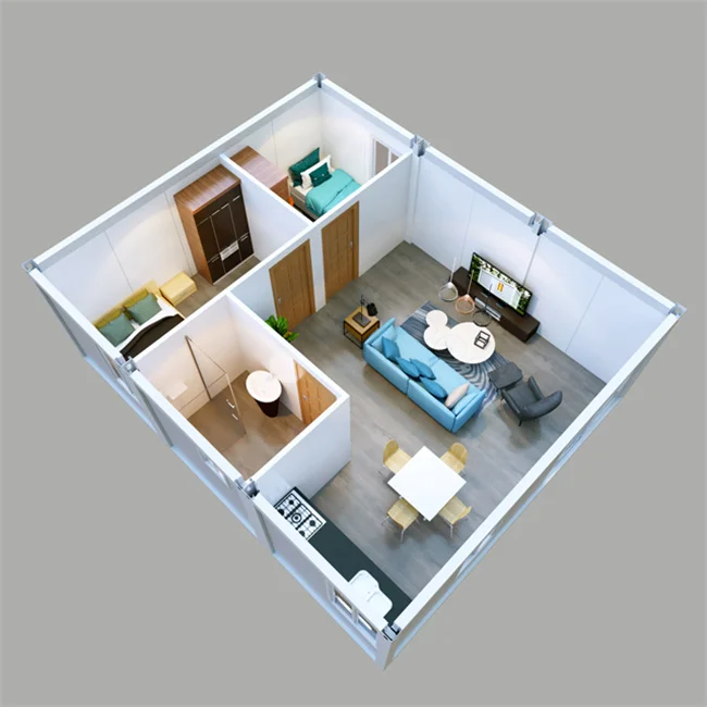 Prefab 20ft 40ft 2 3 Bedroom Prefabricated Cheap Movable Living Room Prebuilt Modular Foldable Tiny Container Kit House Homes