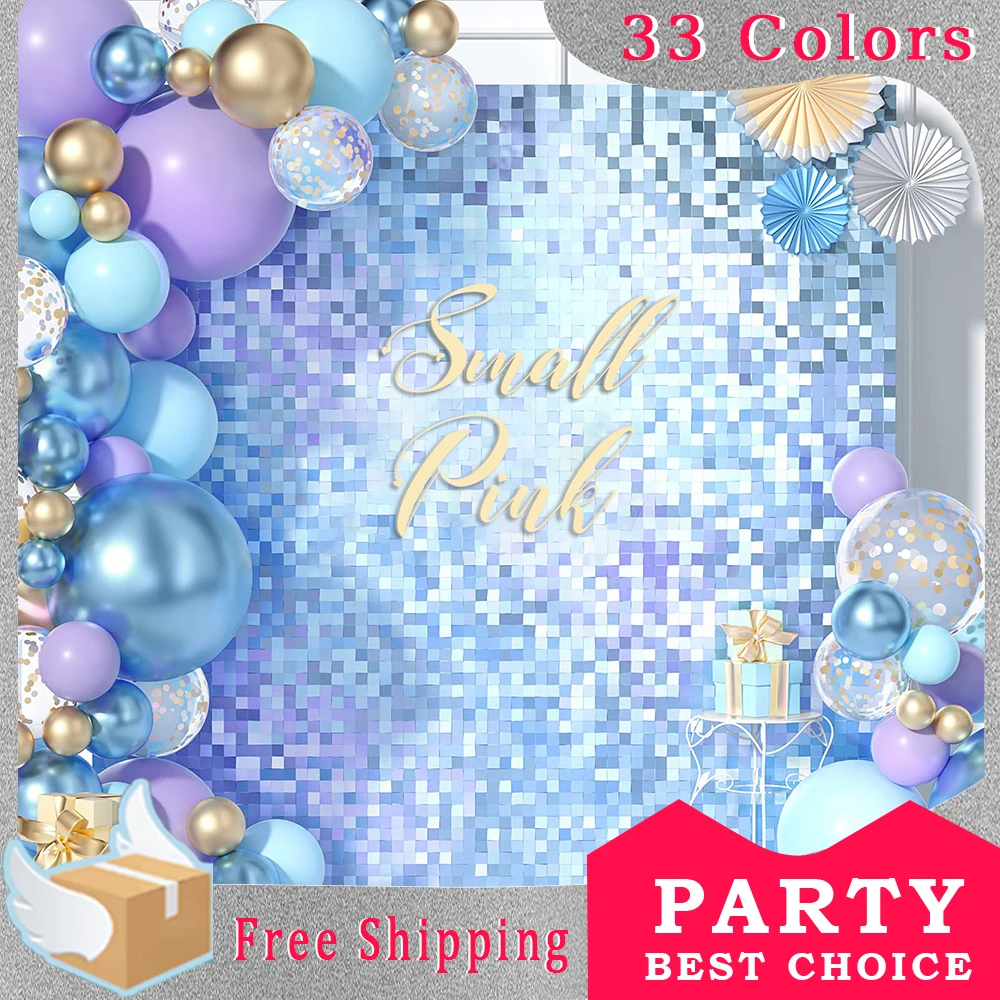 

SmallPink 6-18Pcs Sequin Panels Square Decor Birthday Wedding Bachelorette Party Supplies Shimmer Wall Backdrop For Decorations