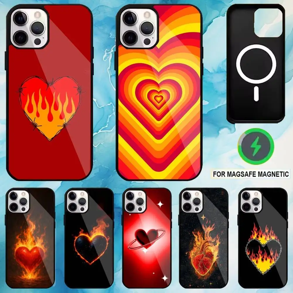 

Hot heart Phone Case For iPhone17,16,15,14,13,12,11 Plus,Pro Max Magnetic For Magsafe Wireless Charging