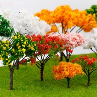 5Pcs 4cm Artificial Scenery Trees Plastic Miniature Flower Tree Building Landscape Accessories Model Train Railroad Decoration
