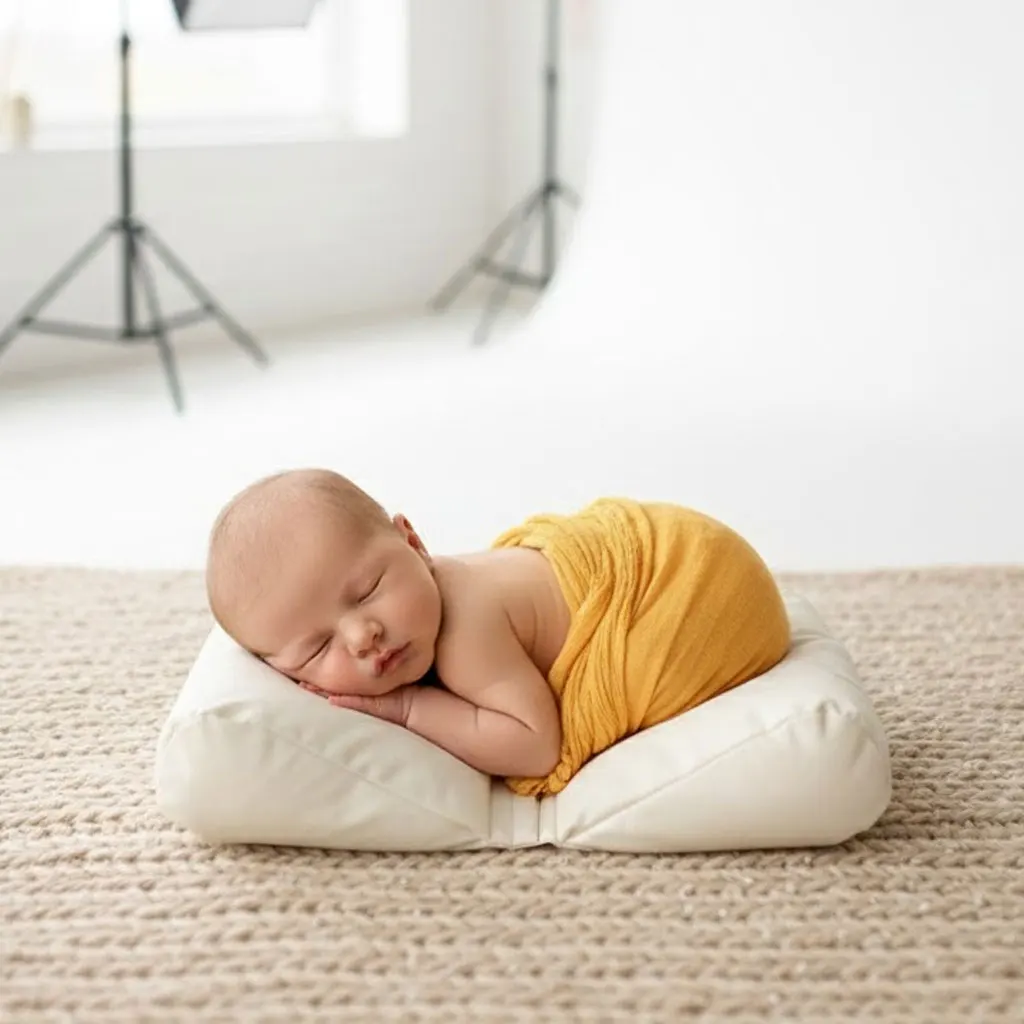 Photography Props: Soft U-Shape Crescent Posing Pillow - Infant Positioner Cushion for Baby Photo Shoot - Safe Support