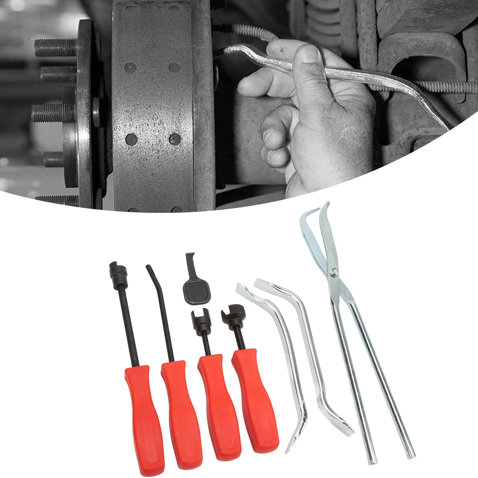 8PCS Drum Brake Puller Tool Kit Universal 45 Steel Oxidation Chromate Coating with Storage Box