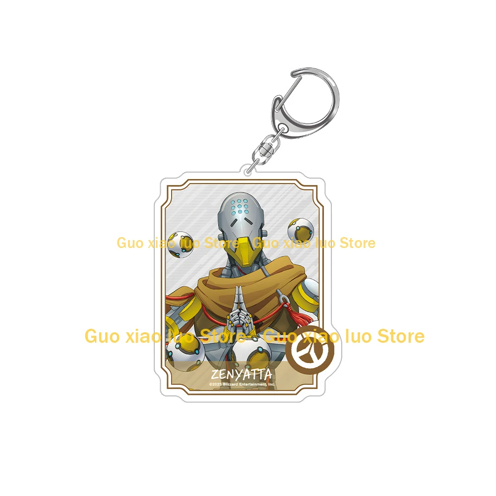 Overwatch 2 حرف مستطيل D.Va Kiriko Genji Mercy Tracer Reaper Hanzo Ana Juno Chibi سلسلة مفاتيح مصنوعة من الأكريليك حقيبة قلادة لعبة هدية #5