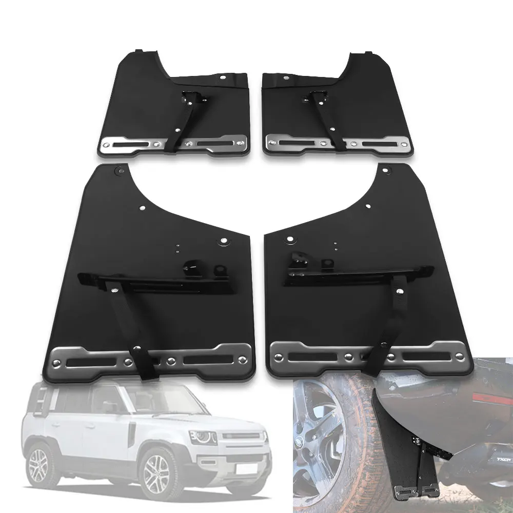 

Mud Flaps For Land Rover Defender 90 110 2020-2024 2025 Splash Guards Cover Soft Rubber+Metal Frame Wing