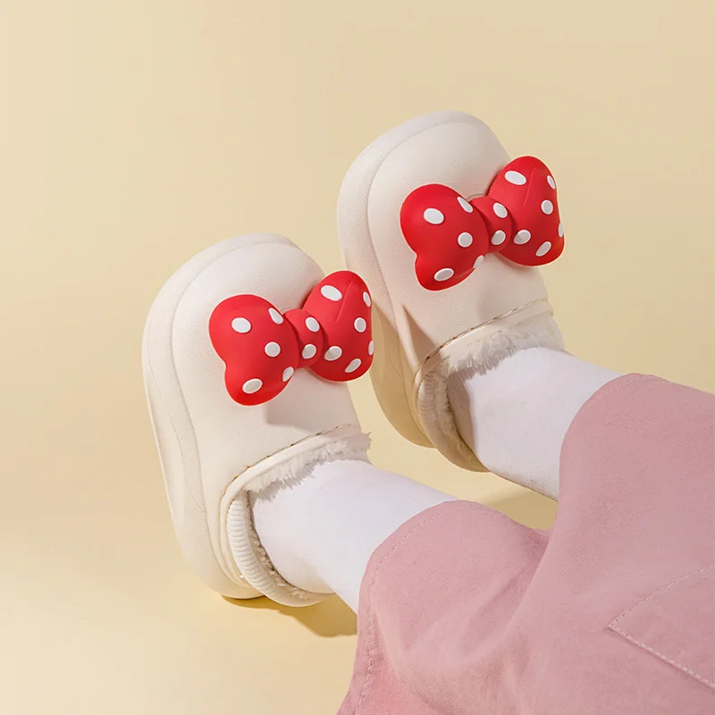 New Simple Girls Slippers Cute Children Fashion Polka Dot Printing Bow Non-slip Platform Kids Casual Shoes Drop Shipping Simple