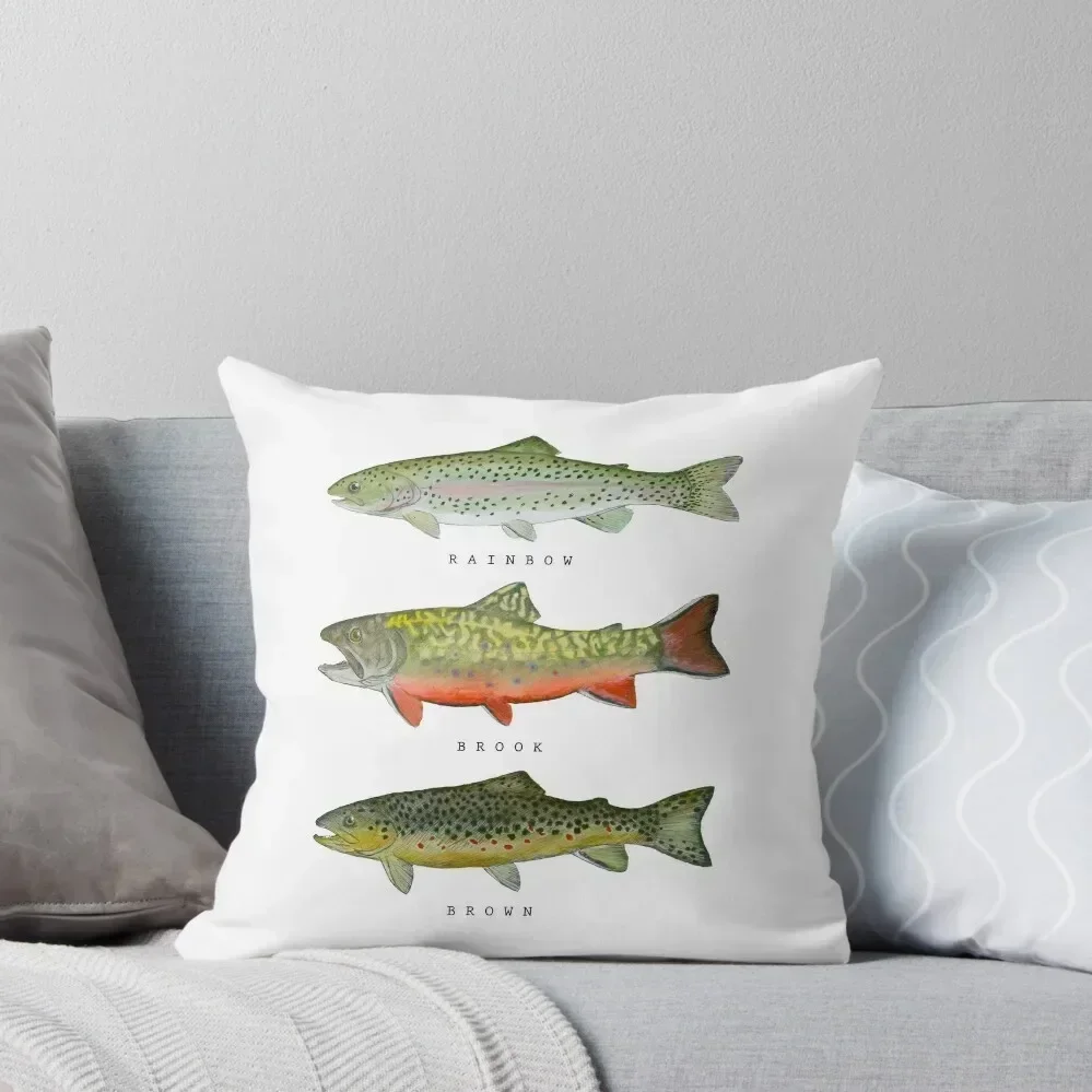 Trout Triad Throw Pillow pillow cover luxury Sofa Cover pillow