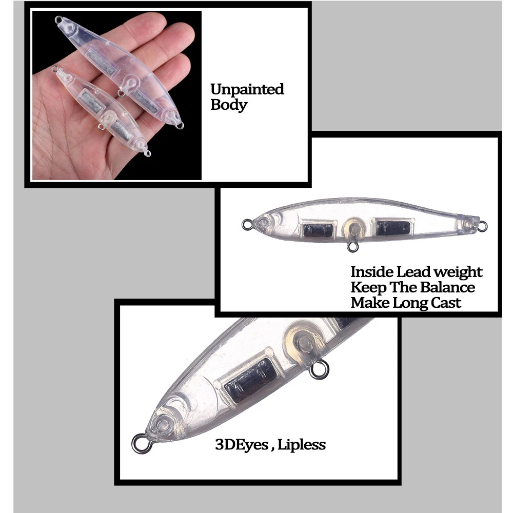 Chan'sHuang Pencil Bait – Senuelo artificial artesanal en blanco - imagen 2