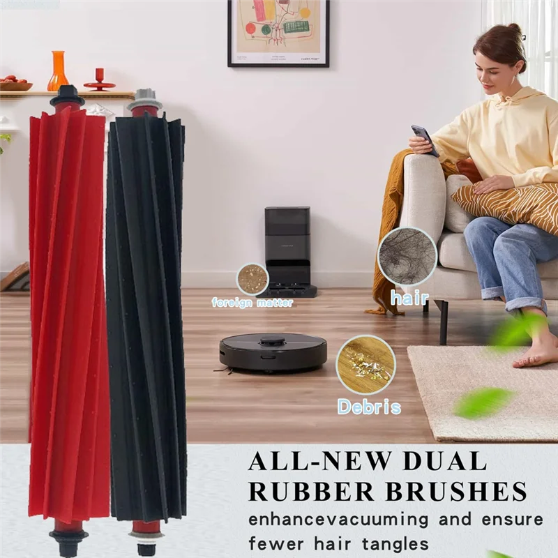 WHYY-Spazzola a doppio rullo per Roborock S8 Maxv Ultra G20s Robot aspirapolvere Accessori sostituibili Spazzola principale lavabile