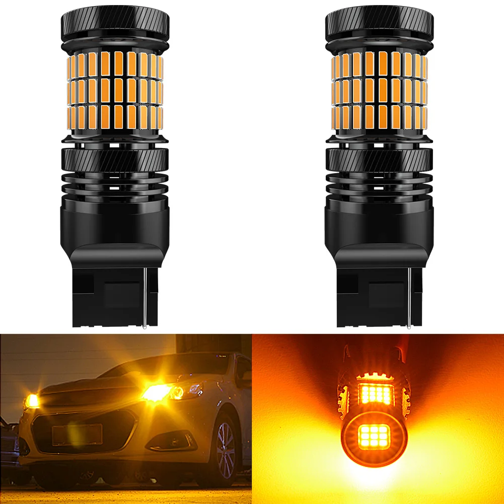 

2Pcs WY21W W21W LED Canbus 2600Lm T20 7440 Socket LED Bulbs Car Turn Signal Lights Auto Brake Reverse Tail Lamp 6000K Amber 12V