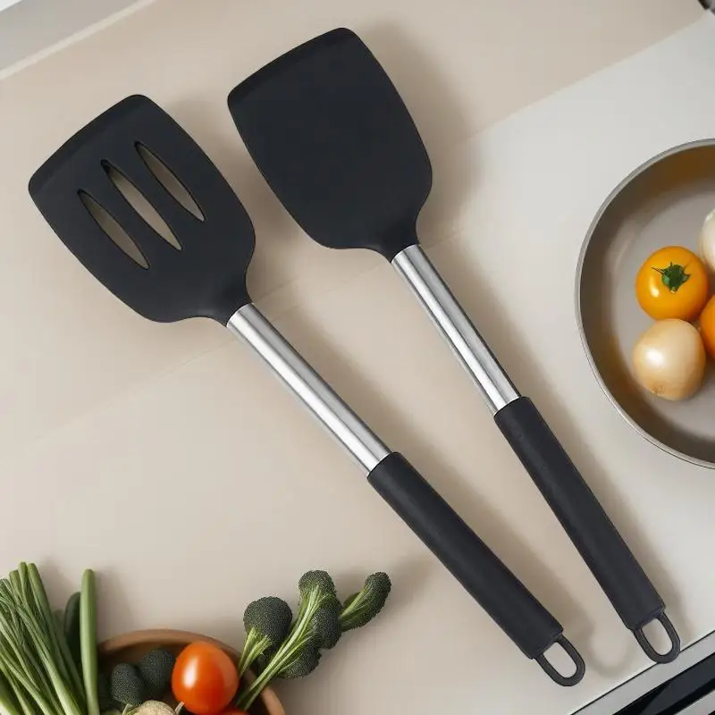 2Pcs Silicone Spatula Set Heat Resistant Nonstick Steak Spatula Kitchen Cooking Utensils Cookware Cooking Tool Set Spatula Kit