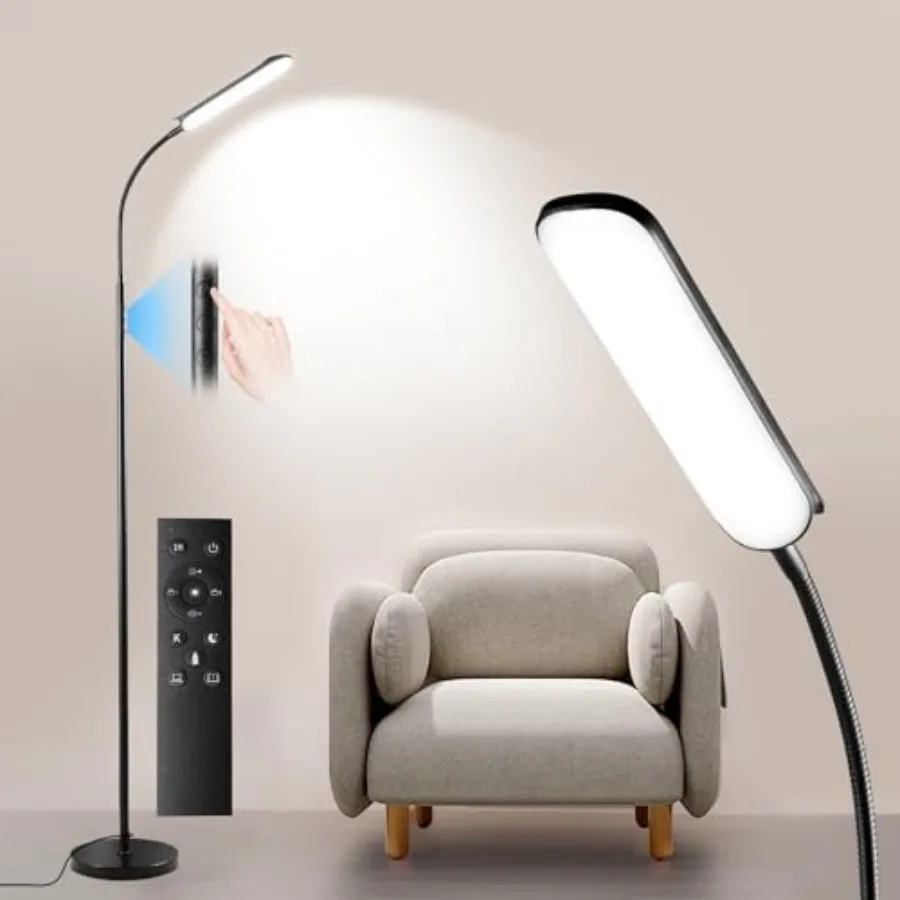 

Dimmable LED Floor Lamp Super Bright Reading Lamps Floor Standing lamp with Remote and Touch Control Stepless Dimming and 2700K
