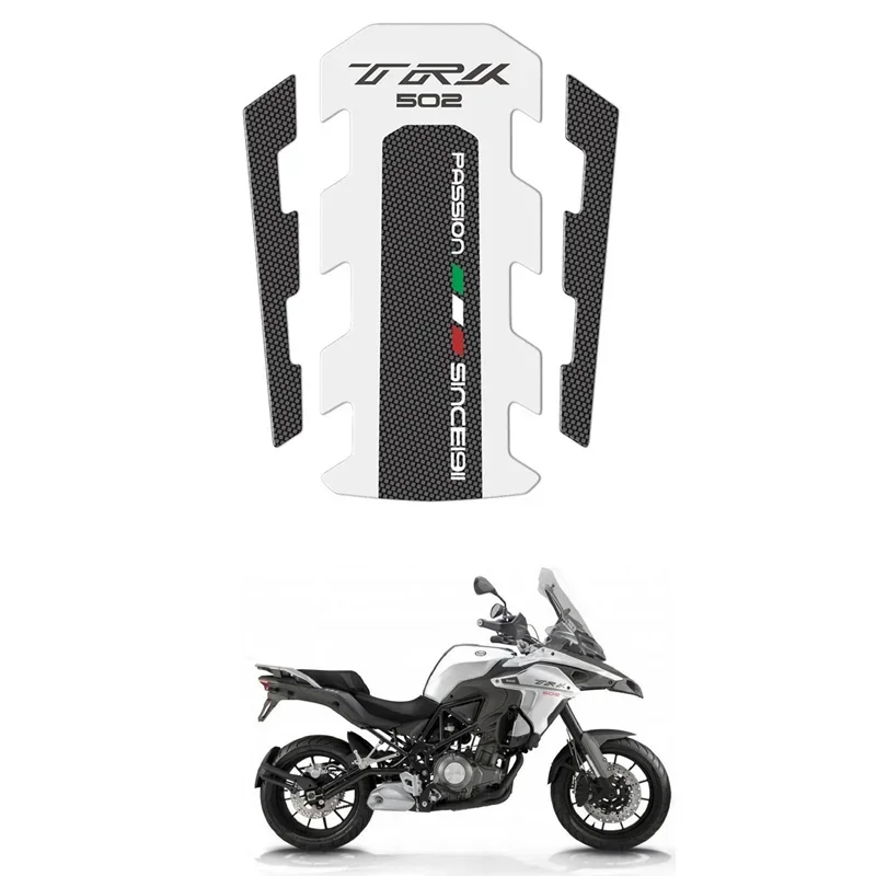 สำหรับ Benelli TRK 502 TRK502แผ่นรองถังน้ำมันรถจักรยานยนต์3D เจลสติกเกอร์รูปลอกสีขาว