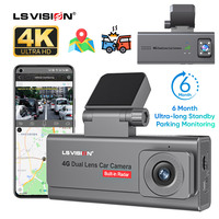 LS VISION 4G Sim Car Security Camera 4K Dual Lens Dashcam GPS Human Detection All Round 6 Month Long Standby Parking Monitoring