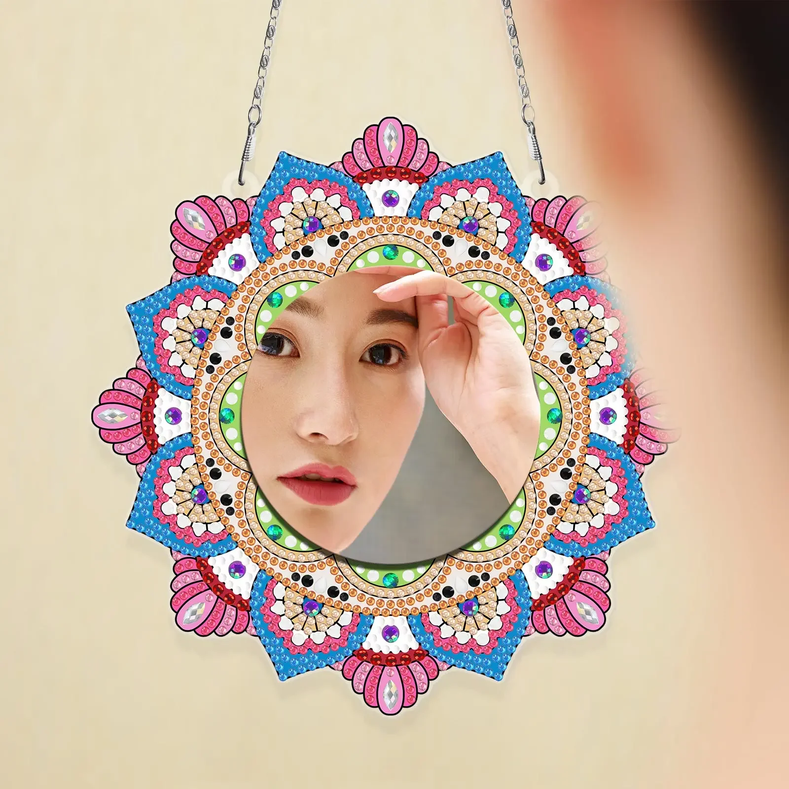 

DIY Special Shaped Diamond Painting Mirror Mandala Diamond Art Mosaic Makeup Mirror Wall Hanging Ornament Decoration Craft Gifts